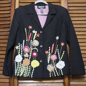 Indigo Moon Woman's Appliqué Vintage Blazer Size M